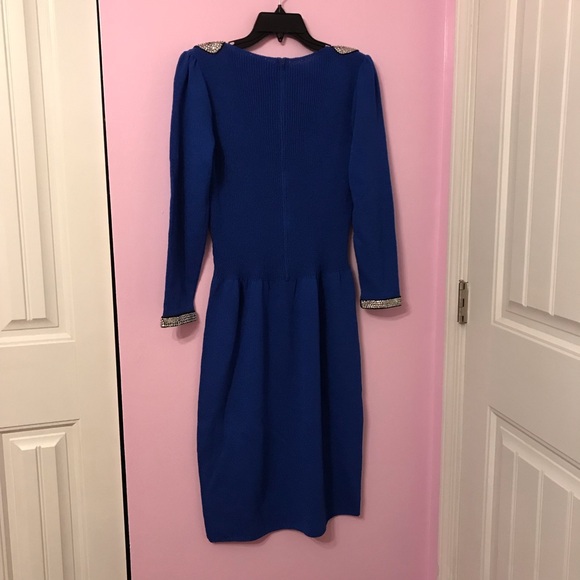 Vintage Don Sayres for Wilmore blue beaded dress size 12 - Picture 3 of 8